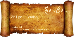 Zsigri Csaba névjegykártya
